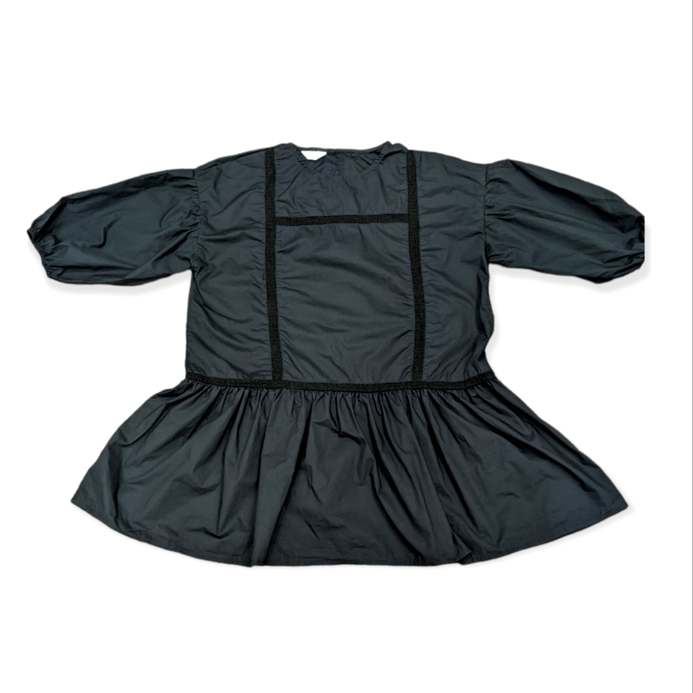 3/$25 Black Half Sleeve Crochet Blouse/Tunic with Peplum Waist size S/M